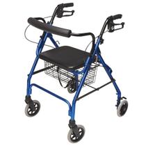 Rollator Lumex Walkabout Lite leve de 6,6 kg com assento azul
