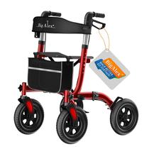 Rollator Walker BigAlex com rodas de 25 cm, assento dobrável