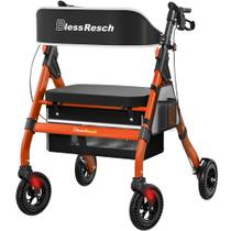 Rollator Walker BlessReach dobrável com assento, 204 kg, boné vermelho