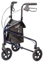 Rollator Walker Carex dobrável de 3 rodas para idosos com bolsa