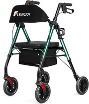 Rollator Walker FlyingJoy com assento e freios, capacidade de 136 kg Rollator Walker FlyingJoy com assento e freios, capacidade de 136 kg