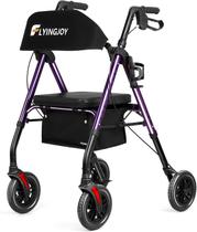 Rollator Walker FlyingJoy com assento e freios, capacidade de 136 kg Rollator Walker FlyingJoy com assento e freios, capacidade de 136 kg