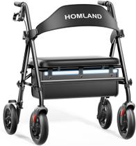 Rollator Walker HOMLAND Bariatric 500 libras com assento e bolsa de armazenamento Rollator Walker HOMLAND Bariatric 500 libras com assento e bolsa de armazenamento