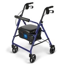 Rollator Walker Medline em alumínio com assento azul 250 kg