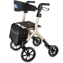 Rollator Walker WALK MATE para idosos de 5,3 a 7 pés com assento dourado Rollator Walker WALK MATE para idosos de 5,3 a 7 pés com assento dourado