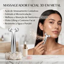 Roller De Metal 3D Para Estética Massagem Revigorante E Viço Da Pele Prata