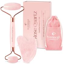 Roller facial e conjunto Gua Sha Rose Quartz Plantifique