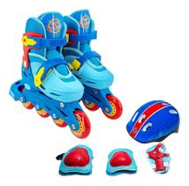 Roller Patins Infantil Ajustavel 30-33 + Kit de Proteção