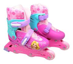 Roller Patins Infantil Clássico Triline Inline Rosa Menina - DM TOYS