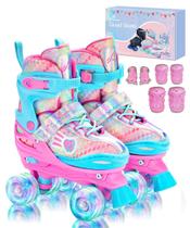 Roller Skates Sportneer Kids 4 Adjustable Light Up + Conjunto de equipamentos