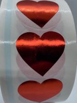 Rolo 1000 Etiquetas Adesivas Coração Vermelho 3,5X3,0