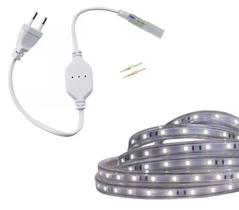 Rolo 10m Fita Mangueira de LED 2835 Branco IP65 Fonte 110v