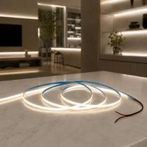 Rolo 5 Metros Fita LED Cob Ultra Fina 5mm 400 Ledsm 12v Luz Decorativa 3000K Branco Quente 4000k Branco Neutro Casa Sala Cozinha Hall Uso Interno