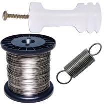 Rolo Arame 0,90mm + 30 Mola Repuxo Aço + 30 Isolador Maia com Parafuso Rolo Arame 0,90mm + 30 Mola Repuxo Aço + 30 Isolador Maia com Parafuso