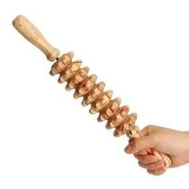 Rolo Bastão Massageador Manual Espiga Madeira Maderoterapia Corporal