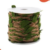 Rolo De 10m - Fita Cordão De Sisal Com Folhas Em Poliéster