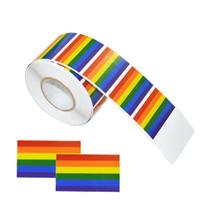 Rolo de adesivos: 500 peças, arco-íris, formato quadrado, LGBT Pride