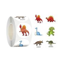 Rolo De Adesivos De Dinossauro Redondos De 1'' (2,5cm) - 100-500 Peças - Recompensa Para