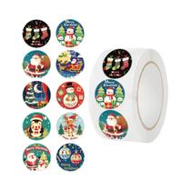 Rolo De Adesivos De Natal Kawaii Fofos 500PCS, Etiquetas Decorativas De Cartoons Pequenos Para
