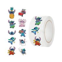 Rolo De Adesivos Vibrantes Disney Stitch Com 500 Peças Para Scrapbooking, Diário, Laptop, Skate E