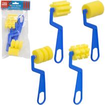 Rolo de espuma para pintura efeito artistico cabo plastico yins paper com 4 pecas 4,5cm