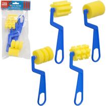 Rolo de espuma para pintura efeito artistico cabo plastico yins paper com 4 pecas 4,5cm