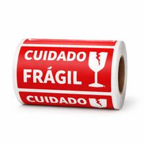 Rolo de Etiqueta Adesiva Cuidado Frágil 10 x 5 cm com 500 Unidades Couche Rolo de Etiqueta Adesiva Cuidado Frágil 10 x 5 cm com 500 Unidades Couche