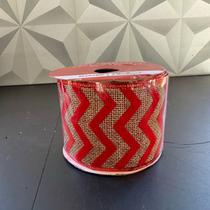 Rolo de fita aramada para laço de árvore de natal vermelha e marrom ondulada ondas lacinho lacinhos laços vermelha