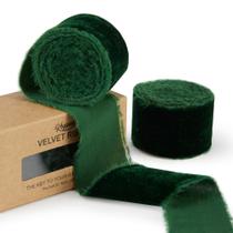 Rolo de fita de veludo verde Keypan de 3 jardas, 3,8 cm de largura