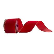 Rolo De Fita Natalina Aramada Veludo Vermelho 10 metros