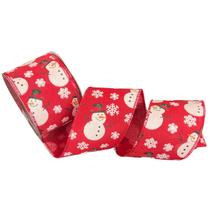 Rolo de Fita natalina vermelho boneco de neve 10 cm