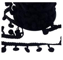 Rolo de Fita Pompom Grelot 7mm Preto com 10 Metros
