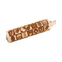 Rolo De Madeira Em Relevo De Natal De 35 Cm Com 20 Grades Para Pastelaria, Assar, Folhas, Favo De