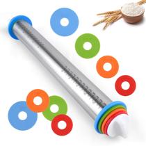 Rolo de Massa PEASUG 43cm em Aço Inoxidável com Anéis Ajustáveis Rolo de Massa PEASUG 43cm em Aço Inoxidável com Anéis Ajustáveis