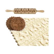 Rolo de Natal com Molde de Biscoito 3D em Relevo - Padrão de Rena Rolo de Natal com Molde de Biscoito 3D em Relevo - Padrão de Rena