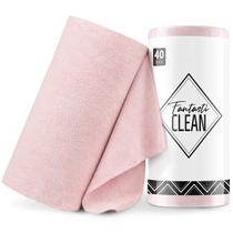Rolo de pano de limpeza Fantasticlean Microfiber, pacote com 40 unidades, rosa