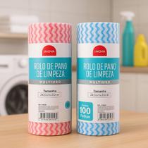 Rolo de Pano de Limpeza Multiuso 100 Folhas Reutilizável,Cozinha, Banheiro e Lavanderia