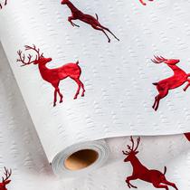 Rolo de papel de embrulho de Natal Garbendy 43x10 m 3D Trees & Red Deer Rolo de papel de embrulho de Natal Garbendy 43x10 m 3D Trees & Red Deer