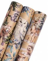 Rolo de papel de embrulho de Natal WRAPAHOLIC Kraft 3 Rolls