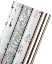 Rolo de papel de embrulho de Natal WRAPAHOLIC Rose Gold 4 rolos Rolo de papel de embrulho de Natal WRAPAHOLIC Rose Gold 4 rolos