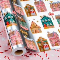 Rolo de papel de embrulho de Natal Yarcony 43x1006 cm metálico