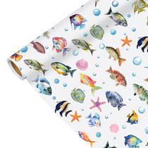 Rolo de papel de embrulho de peixe Pineraap 43x500cm com tema oceânico