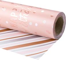 Rolo de papel de embrulho LeZakaa Reversível Rosa Birthday Girls