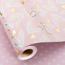 Rolo de papel de embrulho MAYPLUSS Wedding Gold Foil Heart 5m Rolo de papel de embrulho MAYPLUSS Wedding Gold Foil Heart 5m