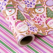 Rolo de papel de gengibre reversível WRAPAHOLIC para embrulho de presente 43x10 m Rolo de papel de gengibre reversível WRAPAHOLIC para embrulho de presente 43x10 m