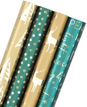 Rolo de papel de Natal WRAPAHOLIC para embrulho de presente 76 cm x 305 cm, 4 unidades
