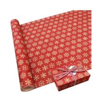 Rolo De Papel De Presente Extra Grande Vermelho Dourado Com Floco De Neve Para Decorações De Natal E