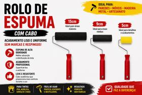 Rolo de Pintura Espuma com Cabo 5cm 9cm 15cm Parede Madeira Verniz Medida:9cm