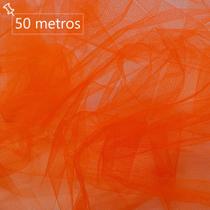 Rolo de Tecido Tule 50 Metros x 1,20 Mt Largura Neon Papaya