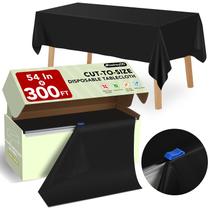 Rolo de Toalha de Mesa RowinsyDD 137x91m Preto com Cortador Rolo de Toalha de Mesa RowinsyDD 137x91m Preto com Cortador